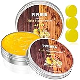 PIPIHUA Beeswax Polish and Conditioner for Wood Furniture - Waterproof & Restorer Wood Wax, Multipurpose Beeswax Furniture Polish and Cleaner for All Types and Colours, Lemon(2×100g with 3 Sponges)