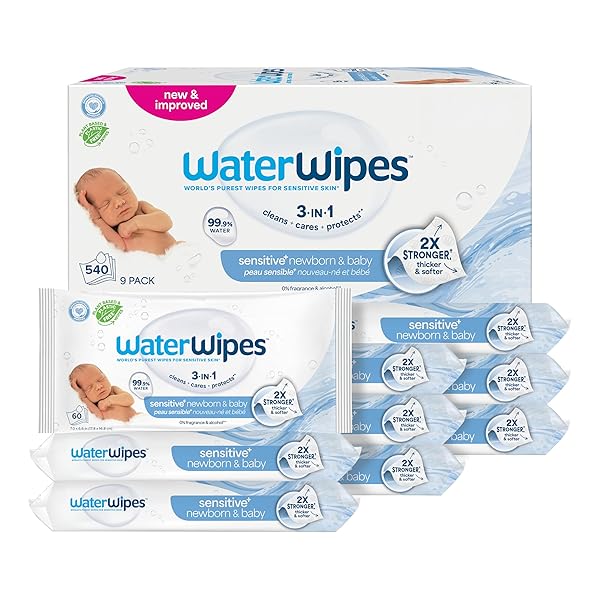 WATERWIPES SENSITIVE+ NEWBORN & BABY WIPES, 3-IN-1 CLEANS,...