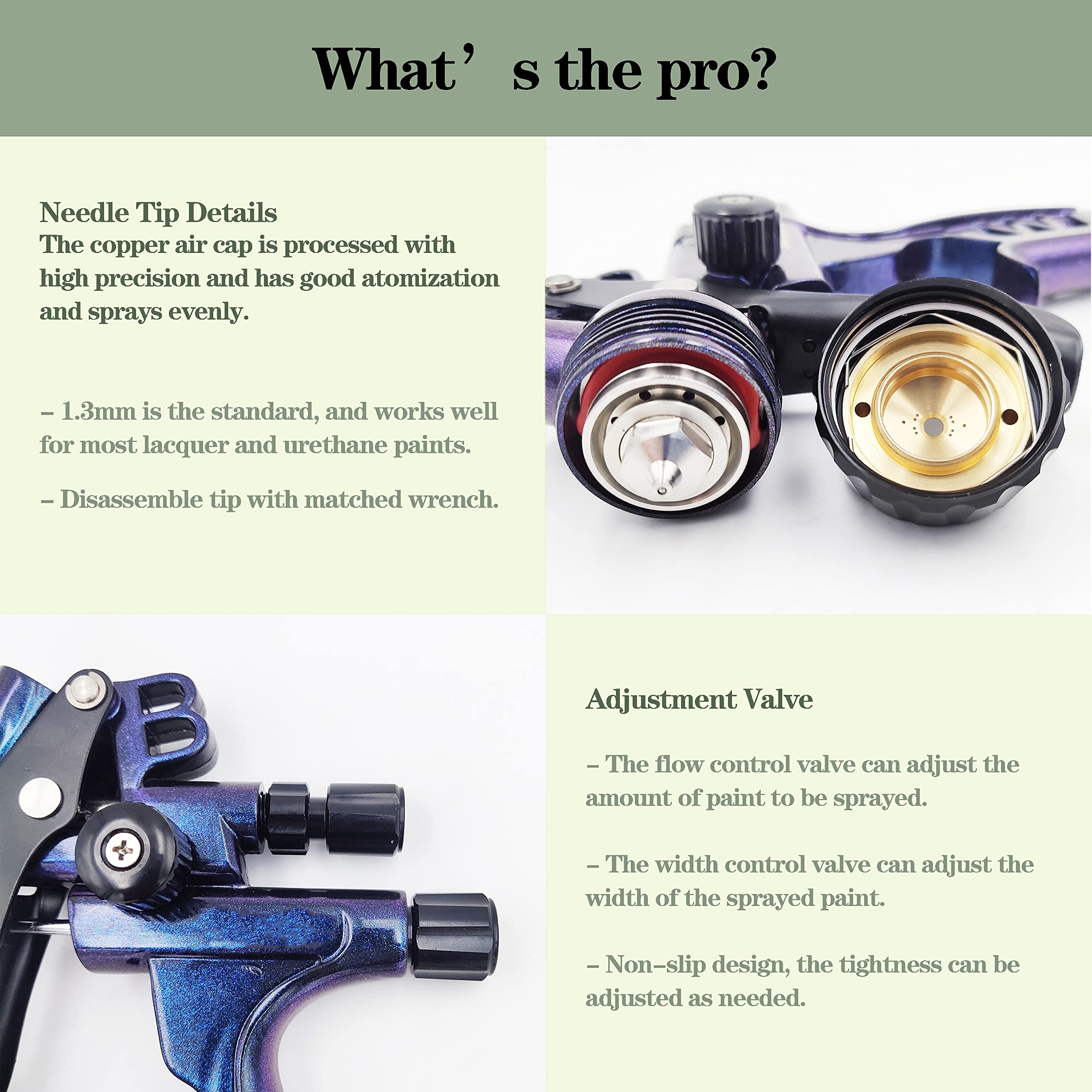 WISEgham HVLP Paint Spray Gun, 1.3mm Automotive Paint Sprayer Gun with Air Regulator, 600cc Auto Car Body Paint Sprayer for House Furniture Home Interior Exterior