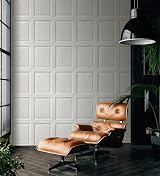 Exclusive White Wooden Panel Wallpaper 3D Effect Realistic Square Flat AL1028 view 2