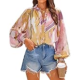 ZESICA Women's Floral Print Blouse 2026 Long Sleeve Button Down Casual Fall Boho Oversized Tops Shirts