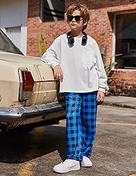 Arshiner Pajama Pants for Girls Long Sleep Plaid