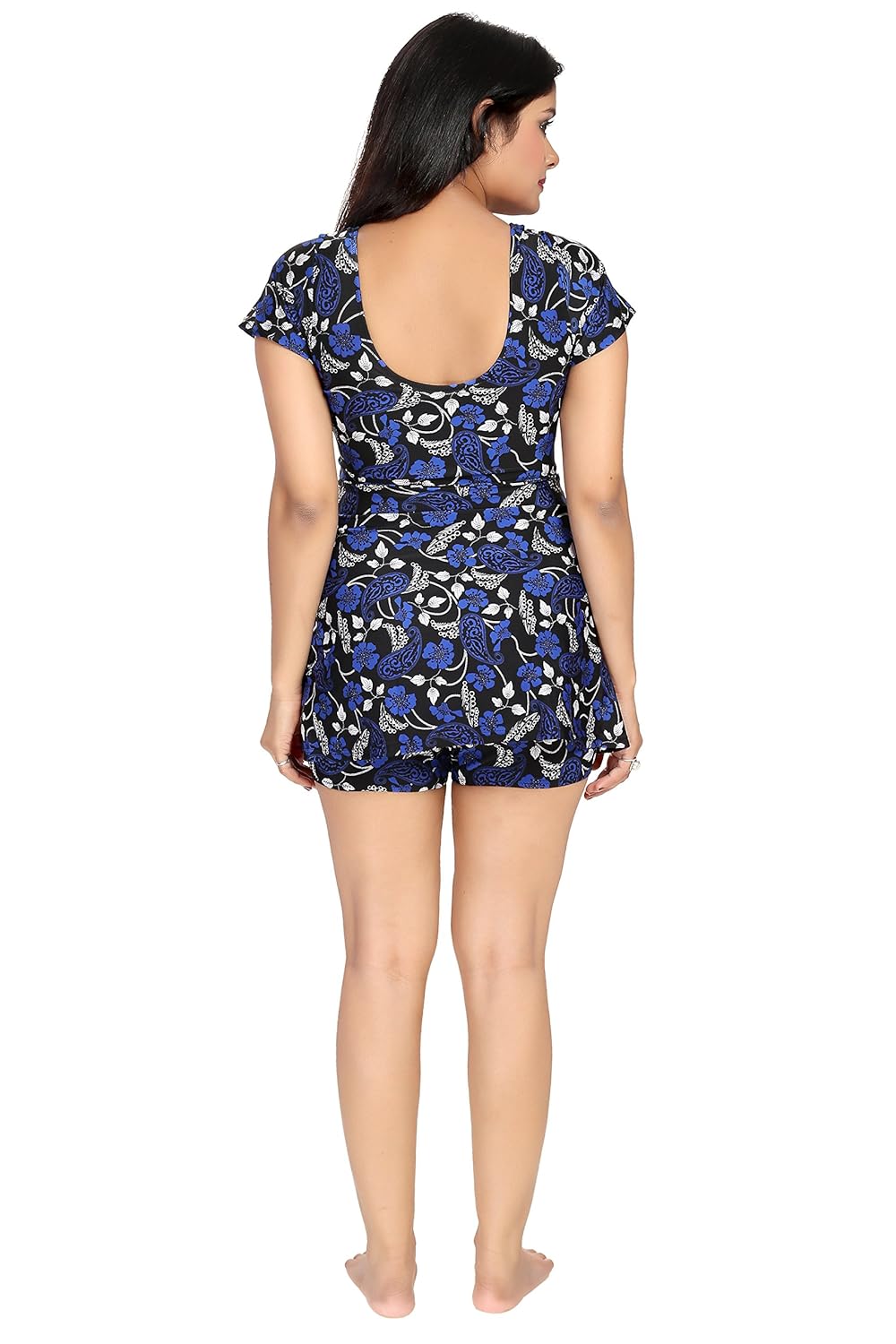 enkay royal blue colour ladies swimwear with divider shorts