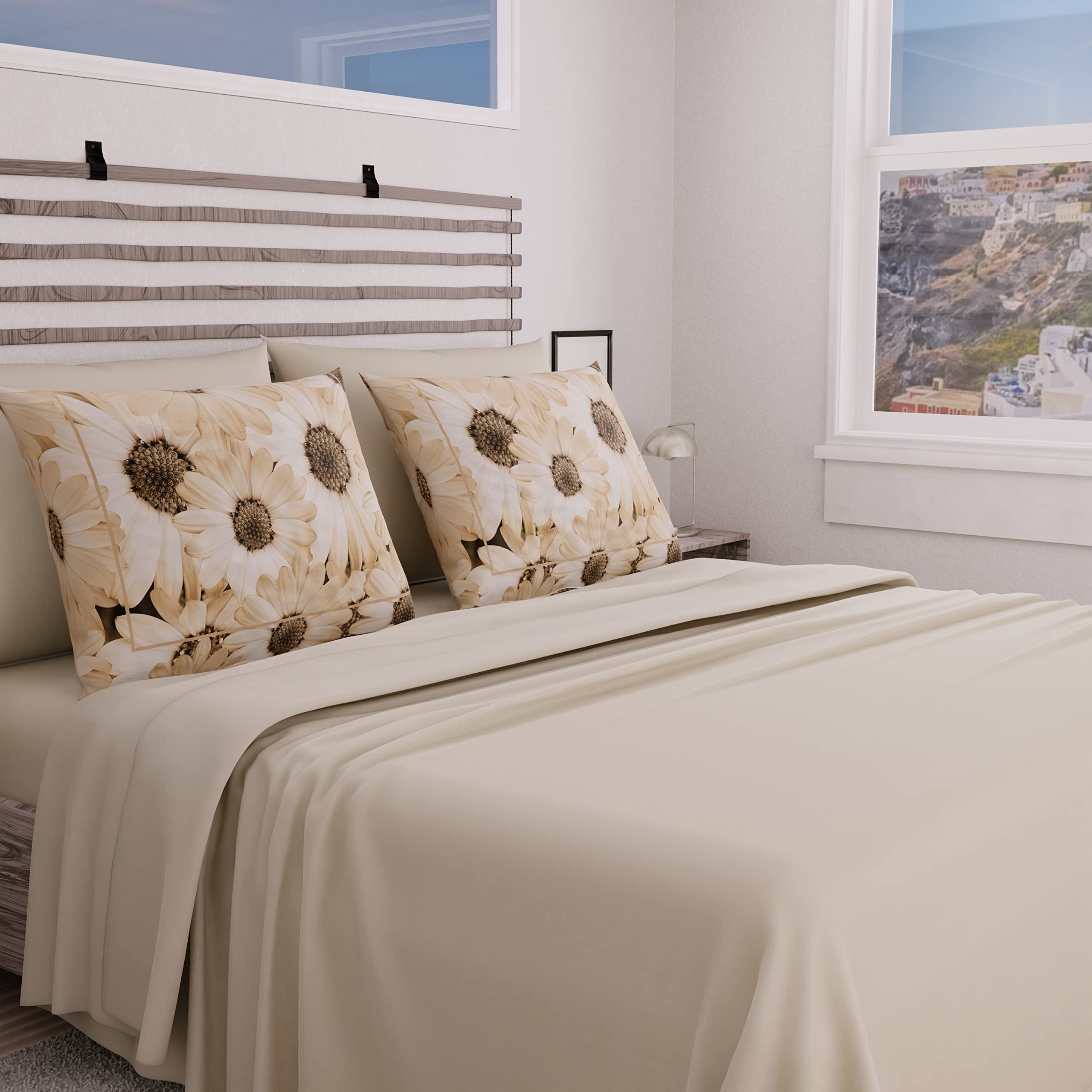 PETTI Artigiani Italiani - Complete Bed Set, Double Sheets, Daisy Sheets, Double Bed Set, Printed on Pillowcases only 100% Made in Italy — image 1