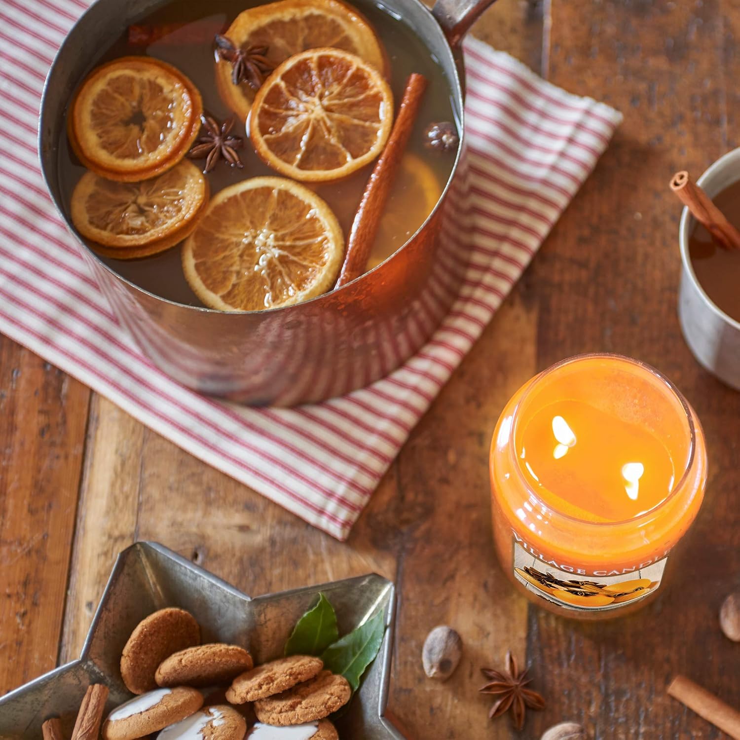 Village Candle Orange Cinnamon 26 oz Glass Jar Scented Candle, Large: Home & Kitchen