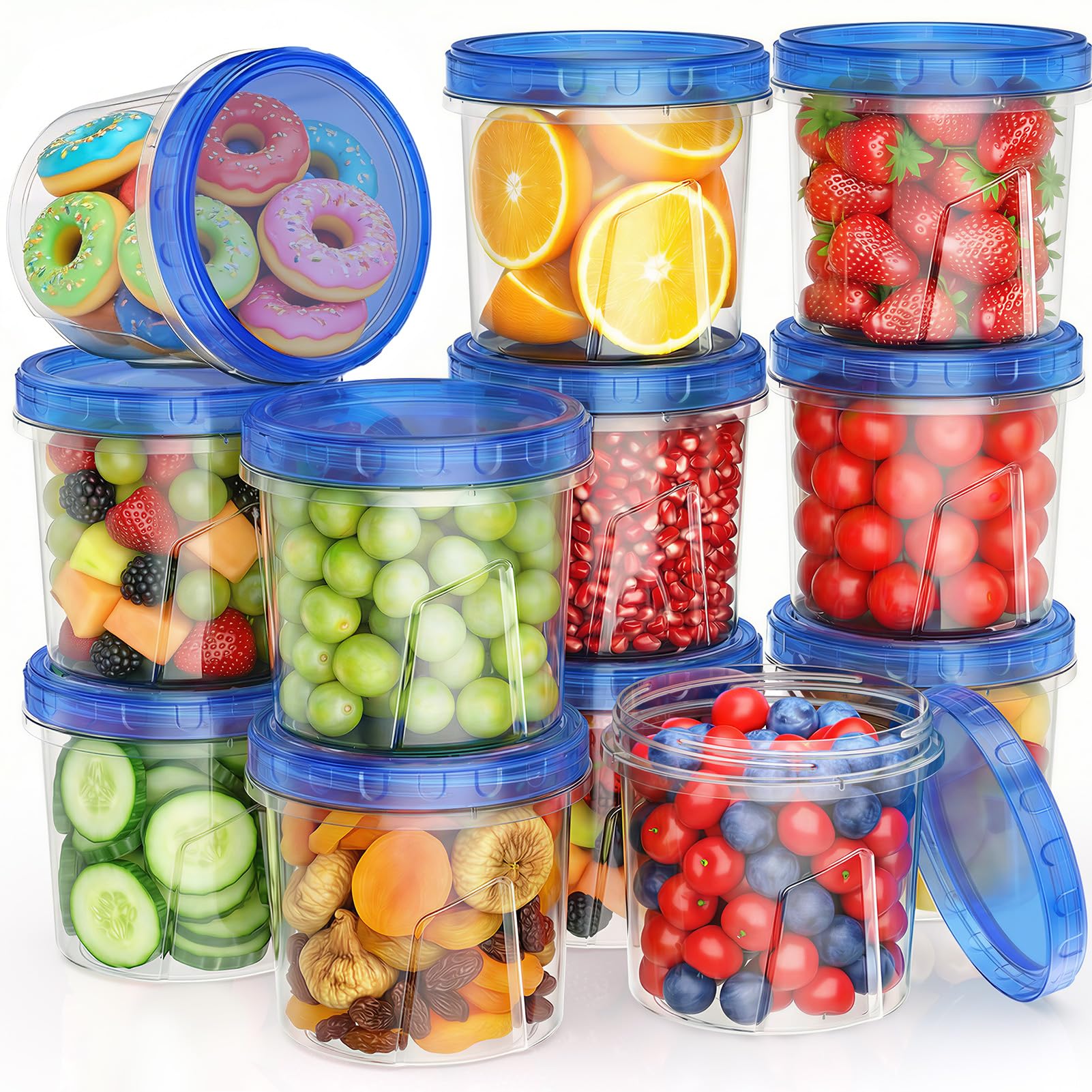 Winproper [12 Pack-24 Oz] Freezer Storage Containers Set, Small Plastic Containers with Twist Top Lids, Reusable Soup Containers for Meal Prep, Lunch, Leftovers Image