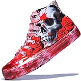 GXZUORUI Gothic Skull Shoes for Women Fashion Sneakers Men's Hand-Painted Graffiti Shoes Punk Cosplay Hip Hop Teen Boys Girls Student Casual Walking Streetwear