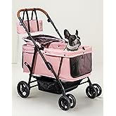 OJCME Dog Stroller for Large & Medium Dogs (20–132 lbs), Pet Stroller for 2 Small Dogs, Extra Large Heavy Duty, Foldable & Ventilated, Pink or Navy