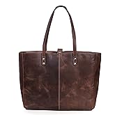 Genuine Leather Tote Bag for Women – Large Shoulder Handbag, Vintage Brown Purse, Stylish Work & Travel Tote Fits Laptop (Comali Dark Brwon)