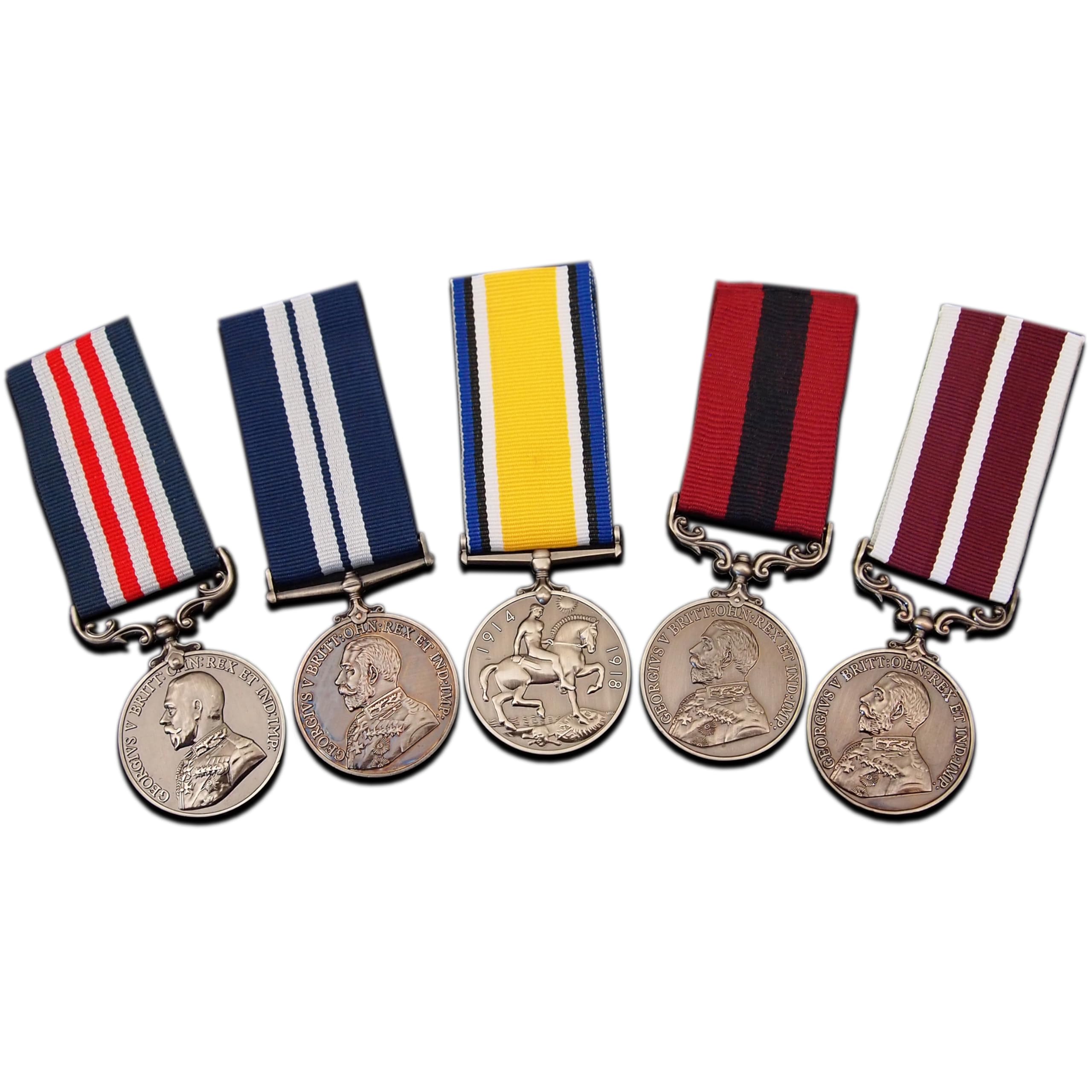 Trikoty George 5th Military Medal Set 5x Award Bravery in the Field Meritorious & Distinguished Service All Ranks Army Navy
