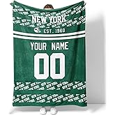 ANTKING New York J Throw Blanket Custom Name and Number Blanket for Men Women Boy Gifts
