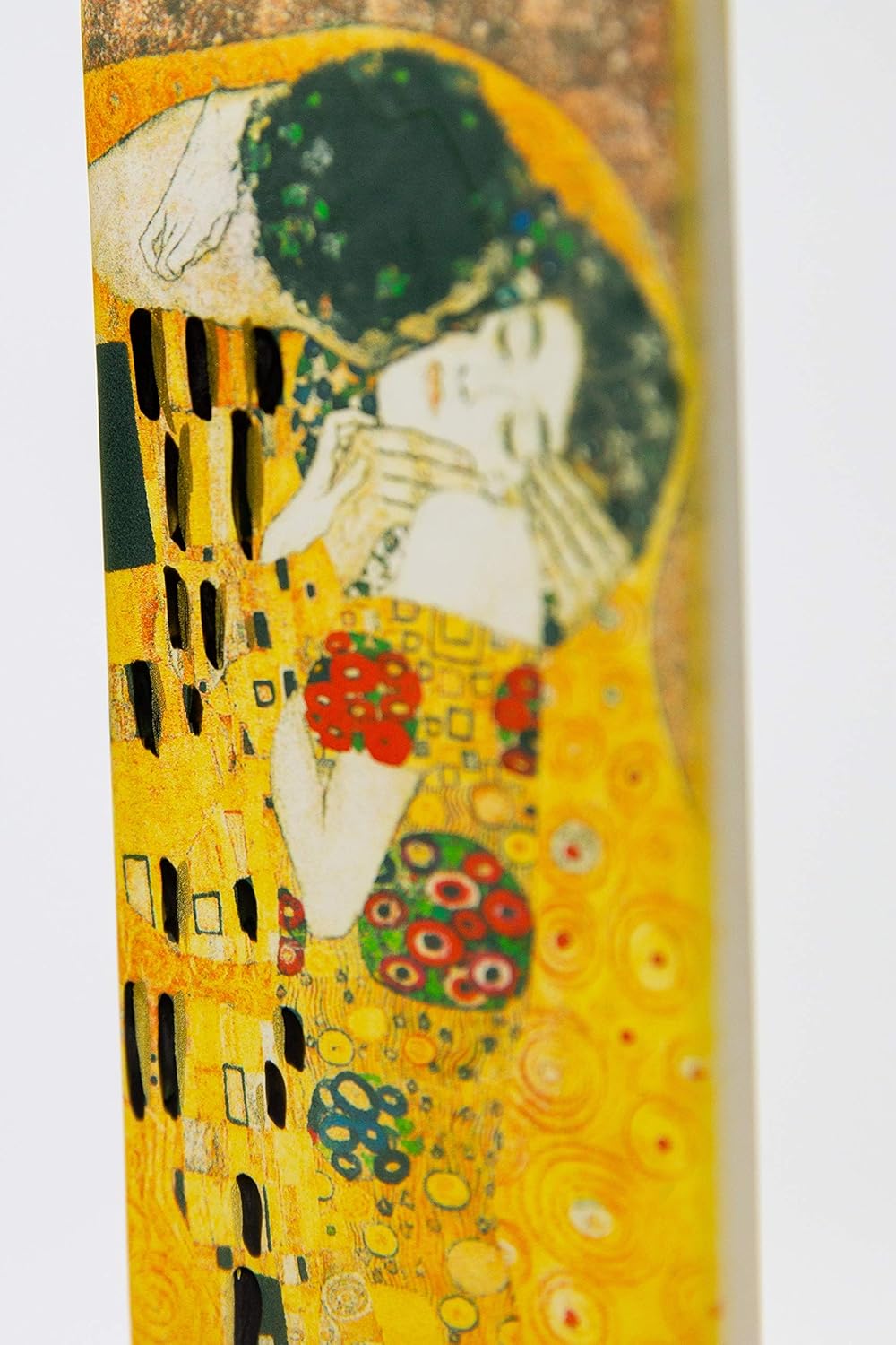 Flatyz Hand Painted Flat Candle| Unscented, Dripless, Smokeless, Decorative | Klimt –The Kiss | Double Wick with Metal Base | Unique Gift Idea and Home Décor Accent: Home & Kitchen