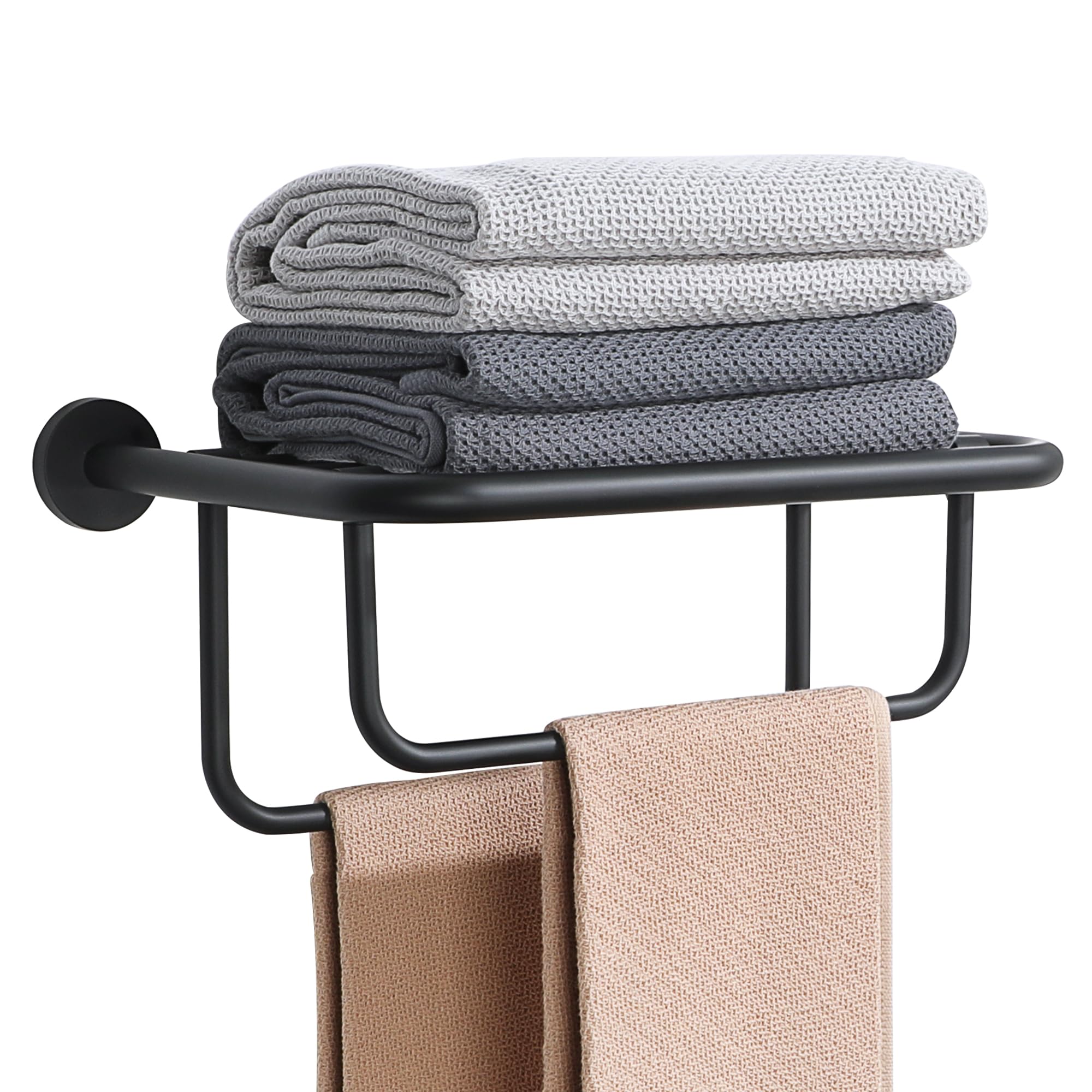 Photo 1 of Alise Towel Rack for Bathroom,16 Inch Matte Black Towel Holder for Lavatory,Towel Hanger with Double Towel Bars for Bath Wall,Wall Mount SUS304 Stainless Steel Towel Drying Storage Shelf,GYSJ9240-B