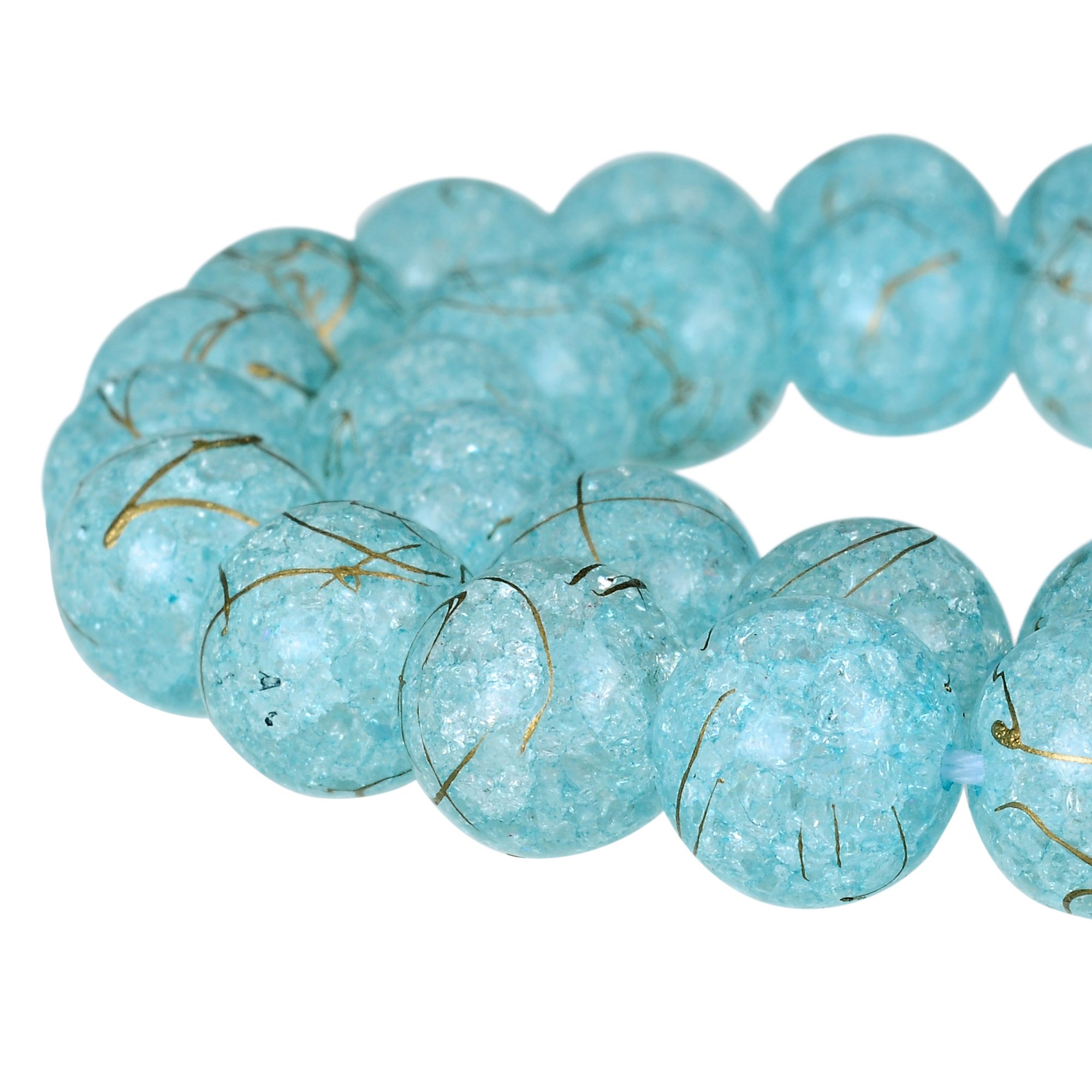 RUBYCA Round Crackle Druk Czech Crystal Pressed Glass Beads for Jewellery Making 6mm Strand (Blue)