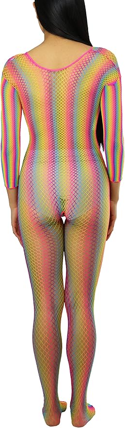 rainbow fishnet bodysuit