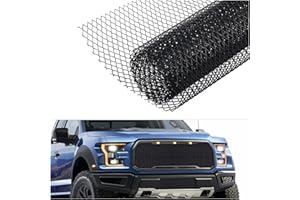 40x13 Inch Car Grill Mesh with 6x12mm Rhombic Hole,Black Metal Mesh Screen Car Accessories Exterior,Universal Aluminum Alloy 