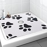 Square Shower Mat, Yonala 27 x 27 Inch Stylish Non Slip Shower Mats for Inside Shower with Central Drain Hole, Soft Trimmable PVC Loofah Anti Slip Shower Mat for Walk in Shower Stall, Quick Drying