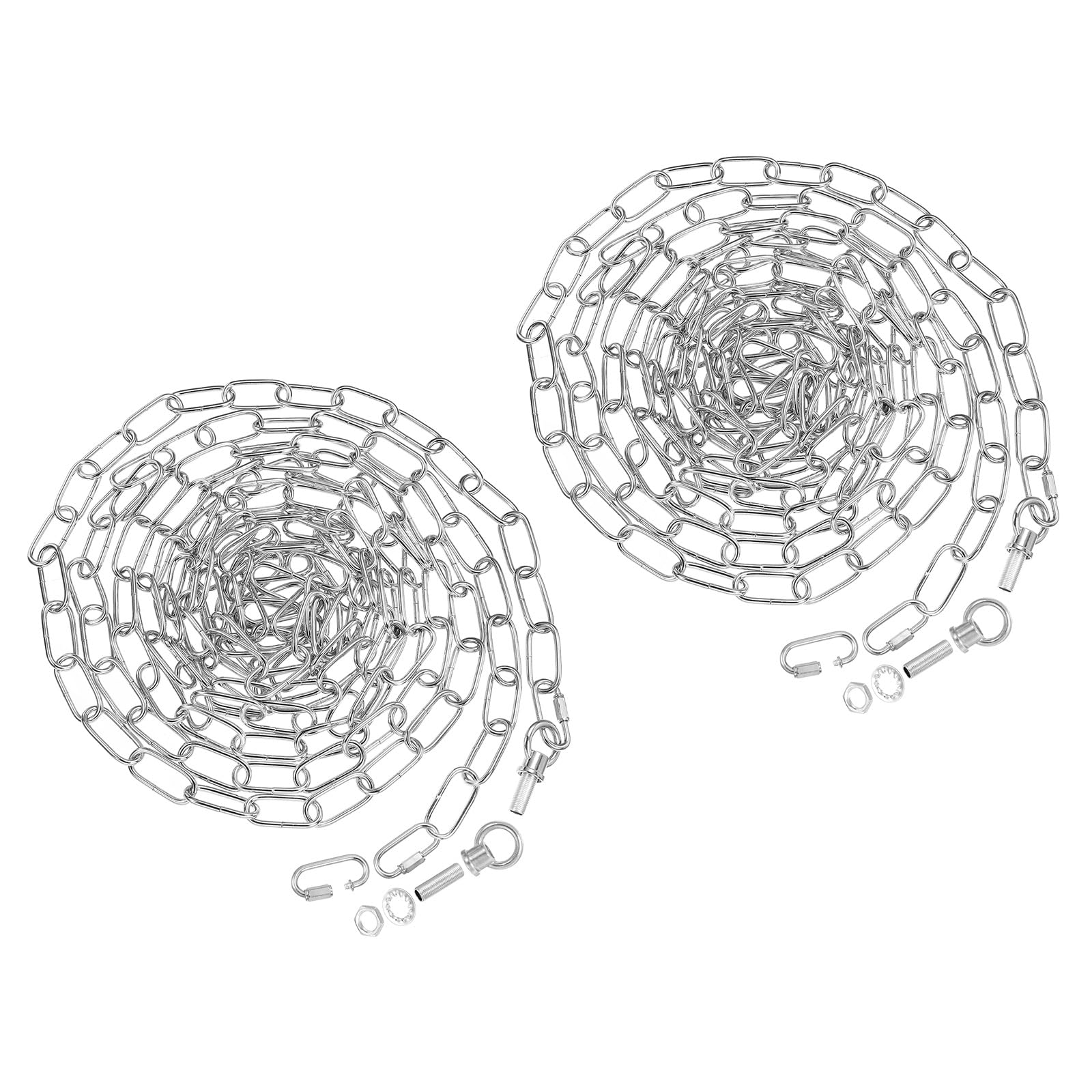 PATIKIL 10 Feet Lighting Chain for Hanging Lamp, 2 Set Chandelier Chain Light Fixture Chain Load Capacity 65 Lbs for Pendant Light, Ceiling Fan, Silver