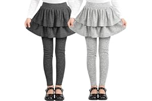 Resinta 2 Pack Girls Leggings Uniform Pants Legging with Skirts Stretch Warm Pant 4-14 Years