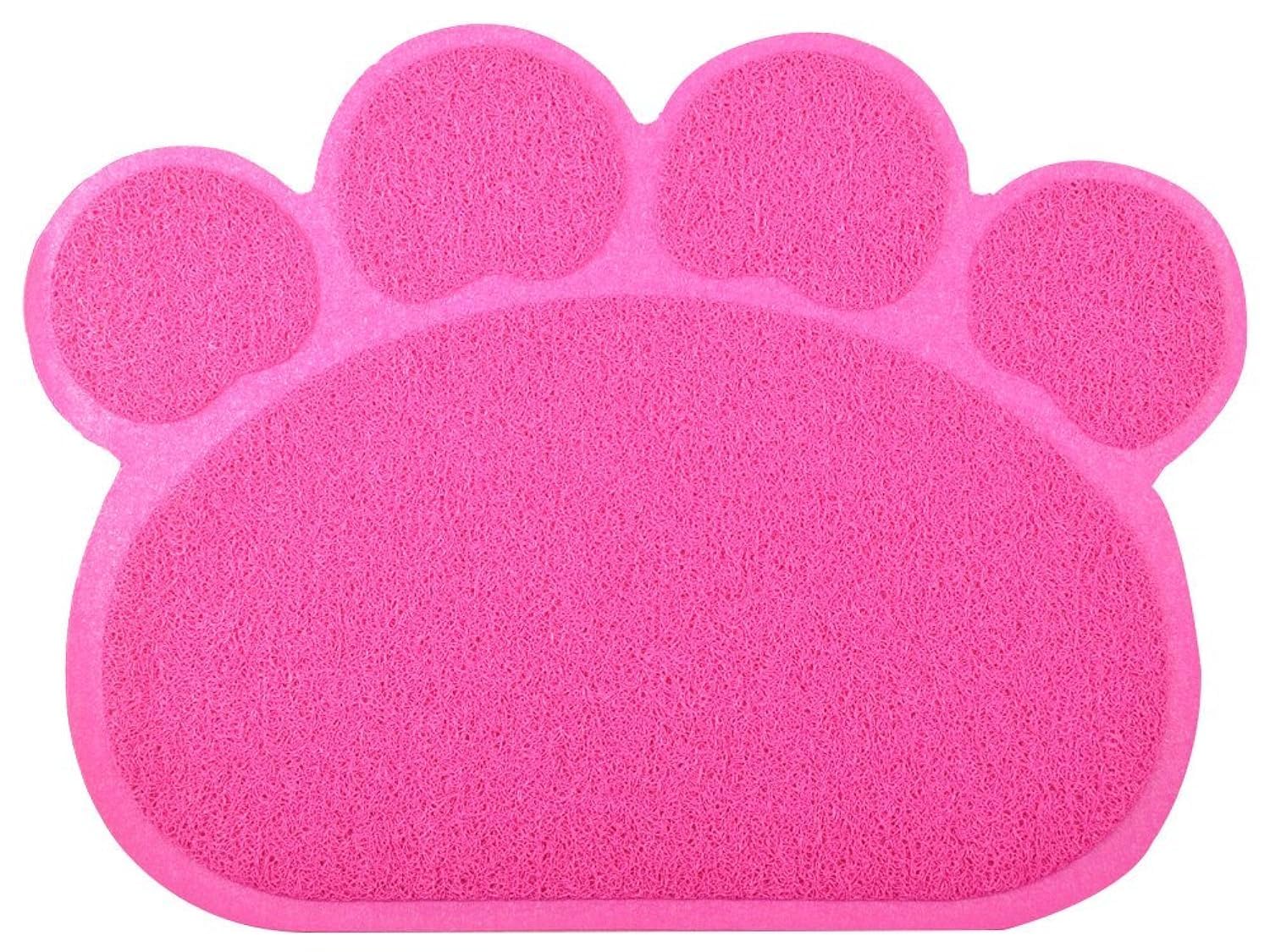 Paw-Shaped Large Cat Litter Tray Mat,60x45 cm (Rose Red)