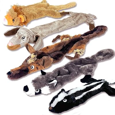 Newthinking No Stuffing Dog Toys 5 Pack Durable Plush Squeaky Toys