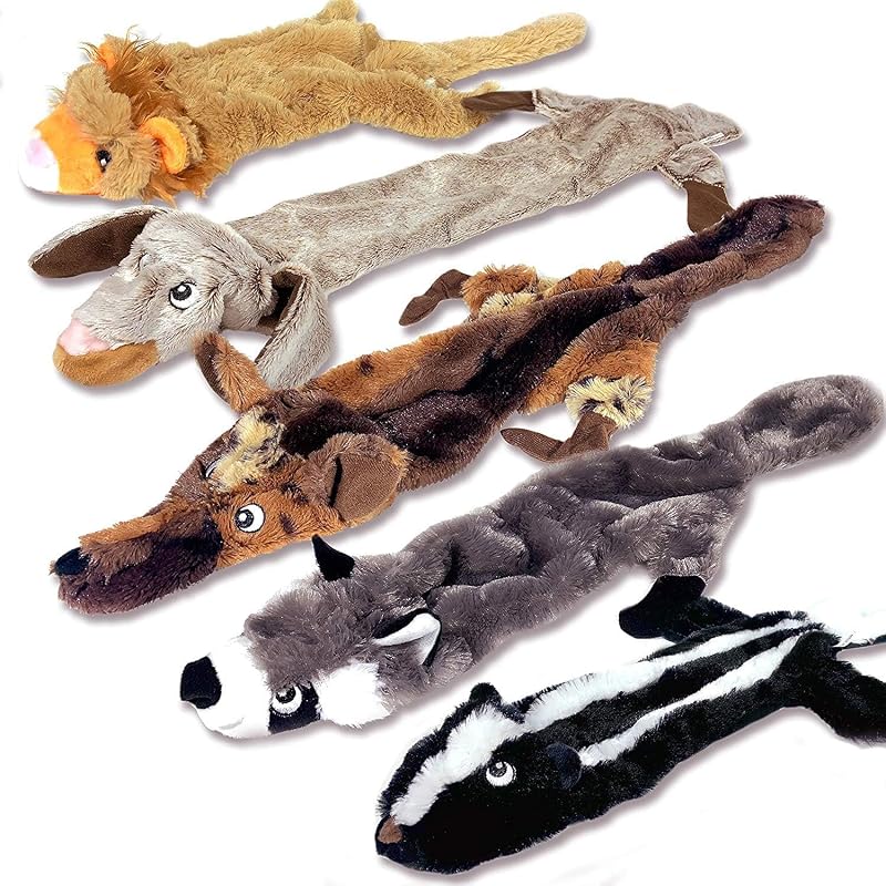 Newthinking No Stuffing Dog Toys 5 Pack Durable Plush Squeaky Toys