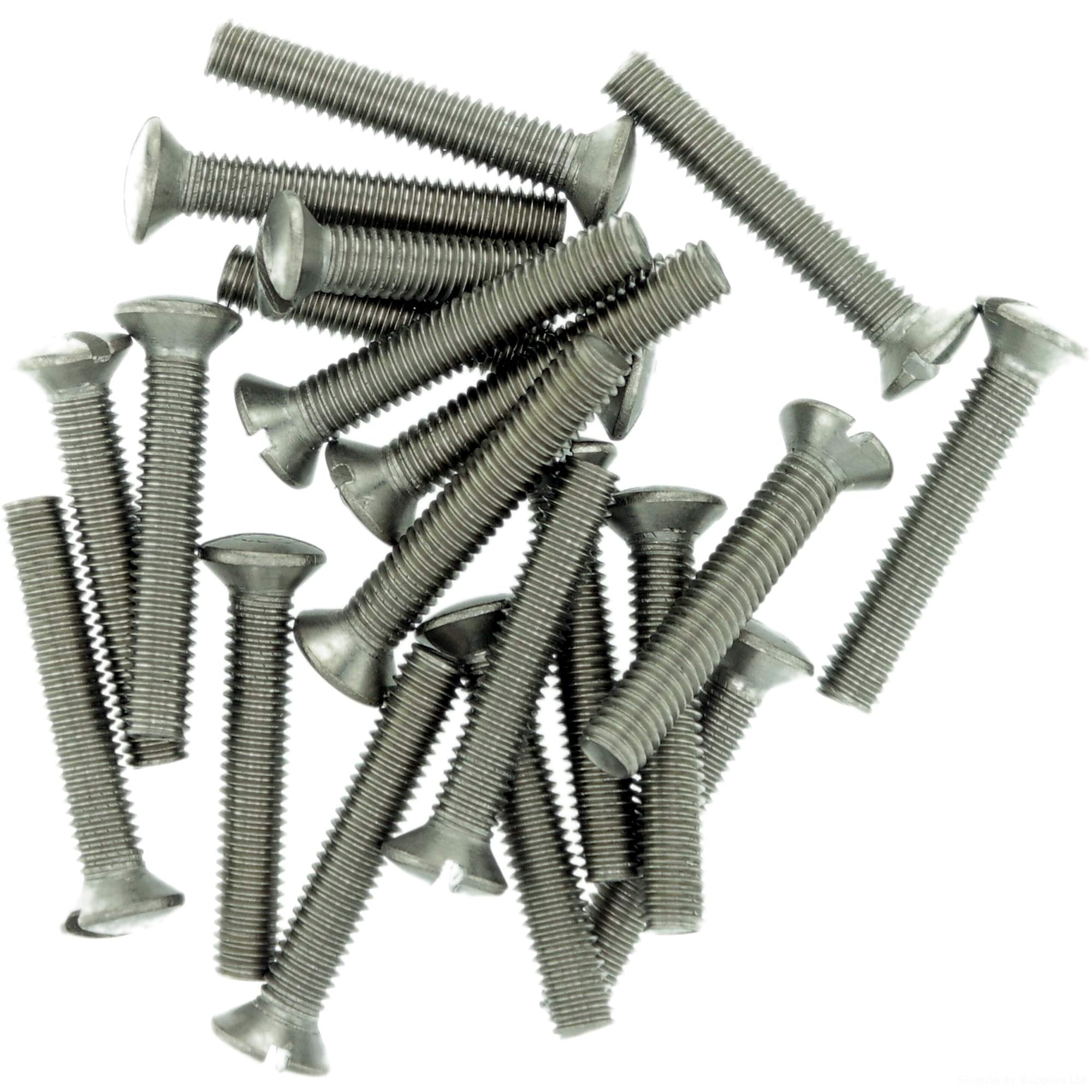 M6 (6mm x 45mm) Slot Raised Countersunk Machine Screw (Bolt) - Stainless Steel (A2) (Pack of 20)