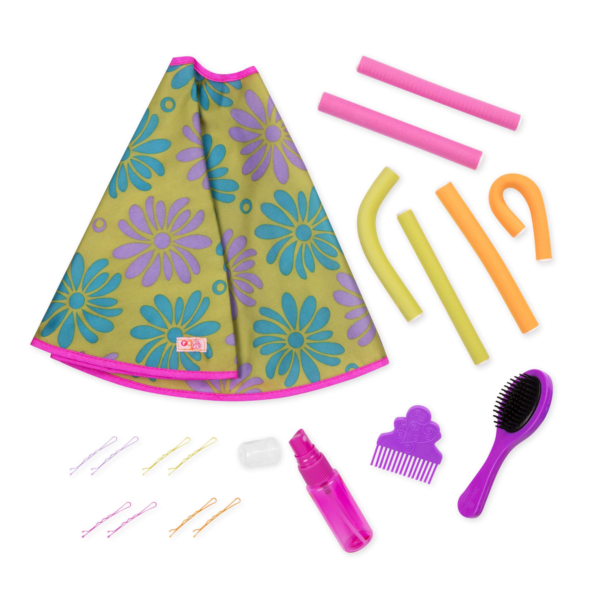 Our Generation - Let's Hear It for The Curl - Salon Set - Styling Cape - Brush & Hair Curlers - 18-Inch Doll Accessories - Toy for Kids 3 Years +