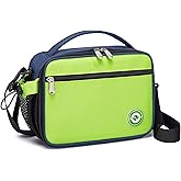 weiatas Kids Lunch Bag Small Insulated Lunch Box For Boys Girls Toddlers Back to School, Reusable Children Lunch Cooler Tote Bag with Removable Shulder Strap & Pocket (Green-2)