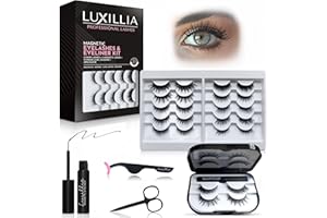 Luxillia Magnetic Eyelashes Kit – 16 Piece Magnetic Eyelash & Eyeliner Set with Applicator – Natural Look Easy Apply Reusable Fake Extension Lashes, No Glue – Pestañas Postizas Magnéticas Naturales