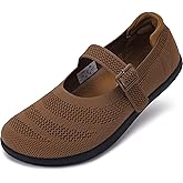WHITIN Women's Barefoot Mary Jane Flats + Wide Toe Box + Zero Drop Sole + Adjustable Straps