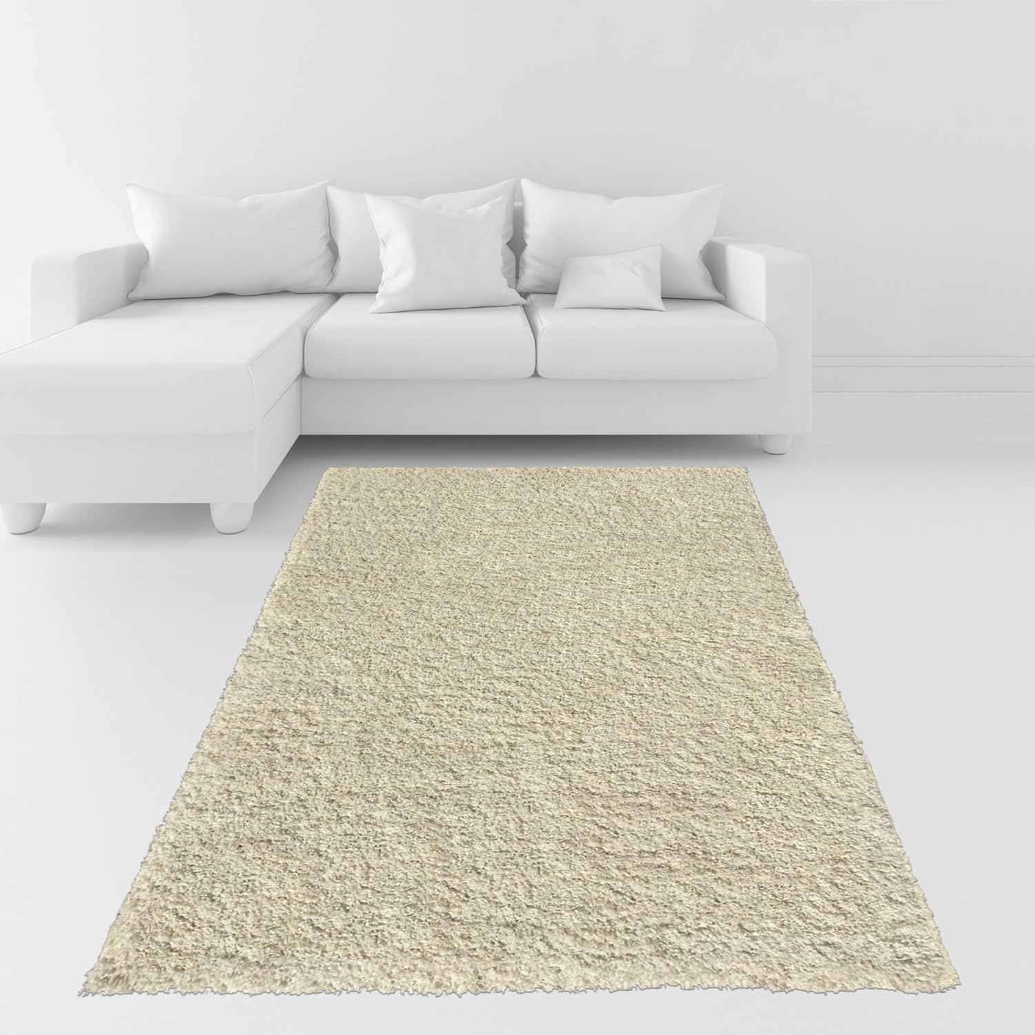 Amazon Soft Shag Area Rug 5x7 Plain Solid Color IVORY