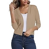 Urban CoCo Women's 3/4 Sleeve Cropped Cardigan Sweater Elegant Shrugs for Women