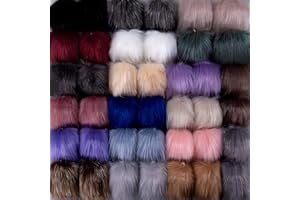 SIQUK 40 Pieces Faux Fur Pom Pom Balls DIY Faux Fox Fur Fluffy Pom Pom with Elastic Loop for Hats Scarves Gloves Bags Accesso