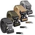 LJSQ Tactical Belt,4 Pack Military Style Belts, Riggers Belts,Heavy-Duty Quick-Release Metal Buckle with Extra 4 Pack