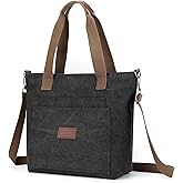 Canvas Tote Bag for Women A4 Handbag with Zipper Shoulder Bag for Shopping Travel Work