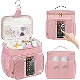 Jaffzora Portable Shower Caddy (Full Size Bottle Compatible),Travel Shower Tote Bag with Quick Dry Mesh Base,Hanging Toiletry Cosmetic Bag for Gym,College,Camping & Dorm, Pink