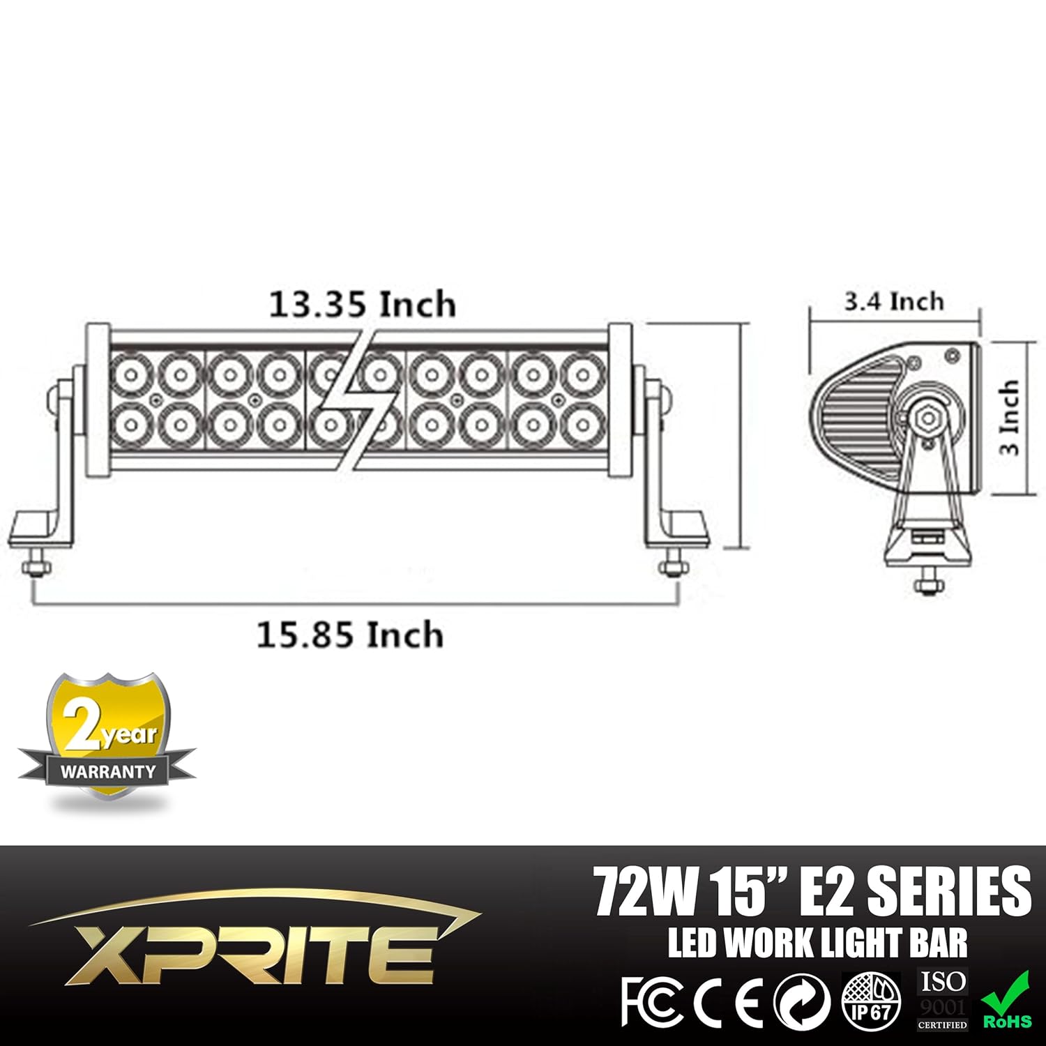 Tuff Stuff Performance 10" Led- 12" Off Road Led Light Bar Flood/spot Combo  Beam- 3w Led-72w-4500 Beware: ALL Other Resellers ARE Selling Lower Grade  Lights ...