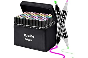 K.CINE 80 Colors Alcohol Markers for Adult Coloring Books, Dual Tip Art Markers with Brush Tip & Chisel Tips for Coloring, Illustrations, Drawing, Sketching with Carrying Case