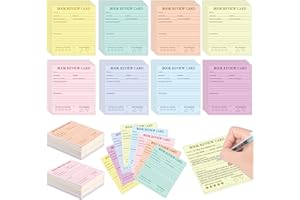L1rabe Colorful Book Review Cards Set - 120Pcs Back to School Bulk Reading Log Cards with 8 Colors, Book Review Notes for Rea