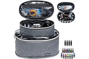 ELCUPA Tattoo Kit Organizer Case-Tattoo Ink Storage-Tattoo Supplies Carrying Bag Portable-Holds 30 Bottles-Tattoo Kits Bag, Grey, BAG ONLY, Patent Pending