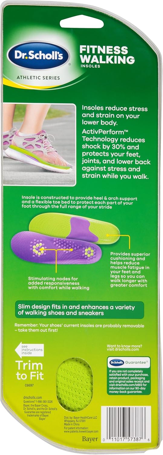 Dr. Scholl's FITNESS WALKING Insoles // Reduce Stress and Strain on your Lower Body while you Walk and Reduce Muscle Soreness (for Women's 6-10, also available for Men's 8-14): Health & Personal Care