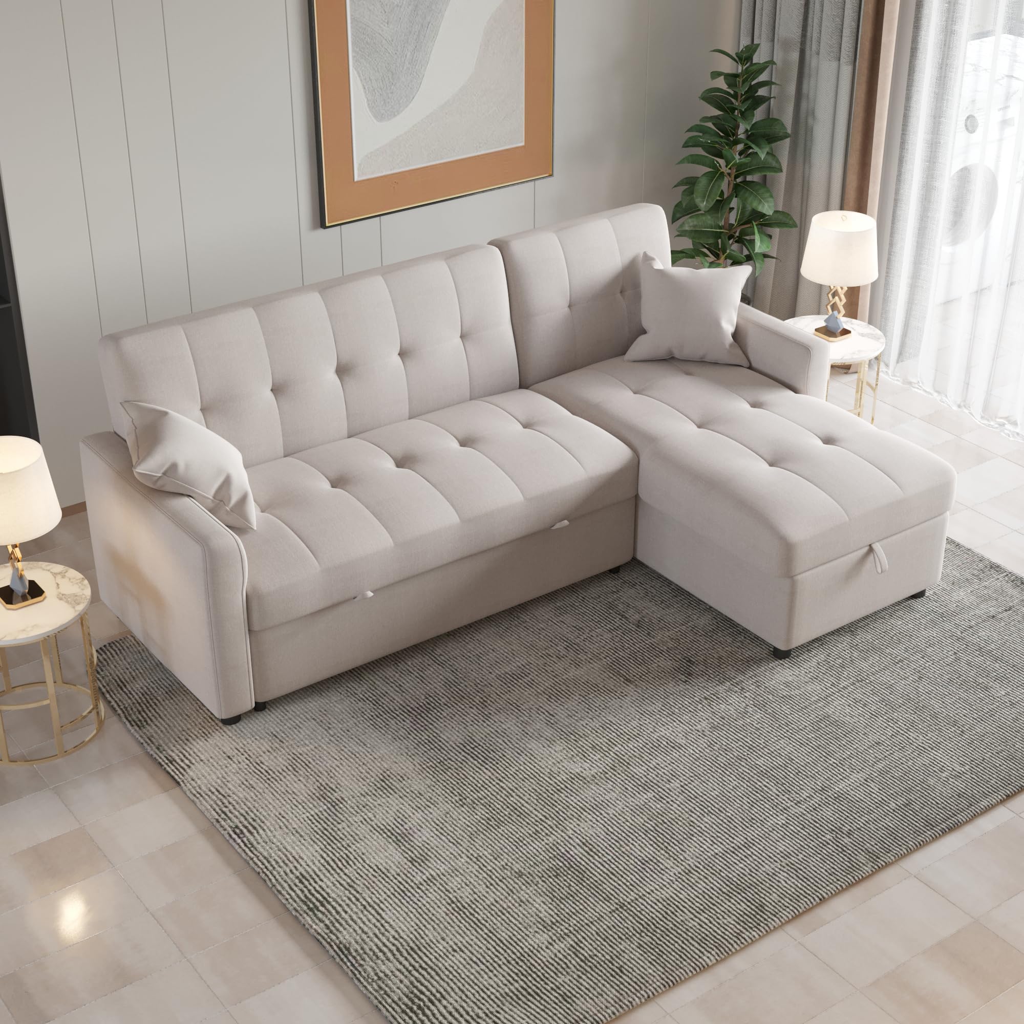 JACH Reversible Sectional Sleeper Sofa, 82'' Wide