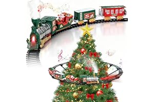 YUANNA Hanging Christmas Train Set with Light/Smoke/Sound, Train Set Around Under The Christmas Tree, Best Christmas Decoration Indoor Gifts for Families, Ideal for Christmas Tree's diameter under 1.4 inches