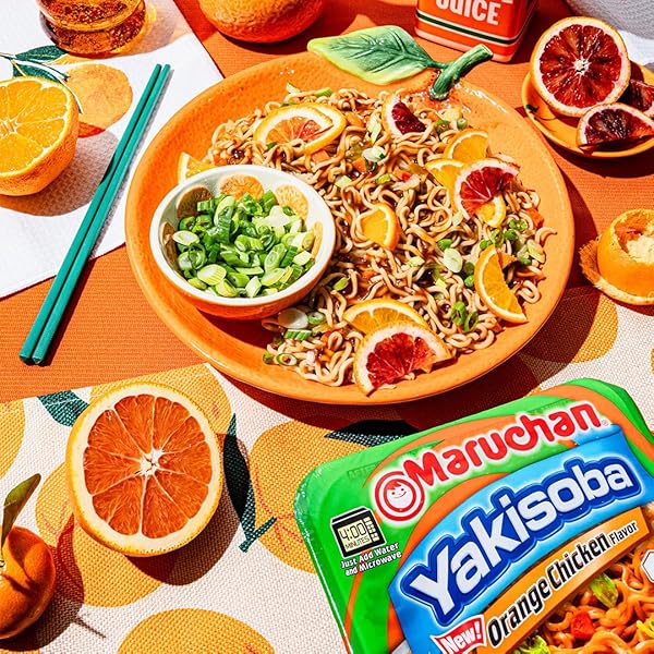 MARUCHAN YAKISOBA ORANGE CHICKEN, JAPANESE INSTANT RAMEN NOODLES, 4.23 OZ