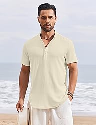 COOFANDY Men's Short Sleeve Henley Summer Cool
