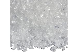 QYGL Crushed Glass for Resin Art, DIY Crafts, and Home Decor - 0.9LB White Broken Glass Pieces 3-6mm, for Vase Fillers, Tabletop Fire Pit, and Aquarium Rocks