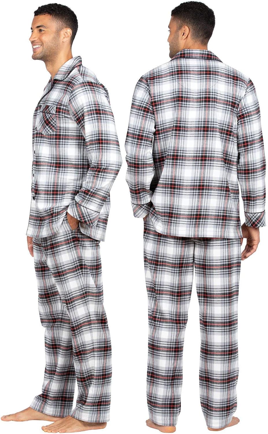 PajamaGram Mens Flannel Pajamas Sets - Cotton Pajamas for Men, Button Top at  Men’s Clothing store