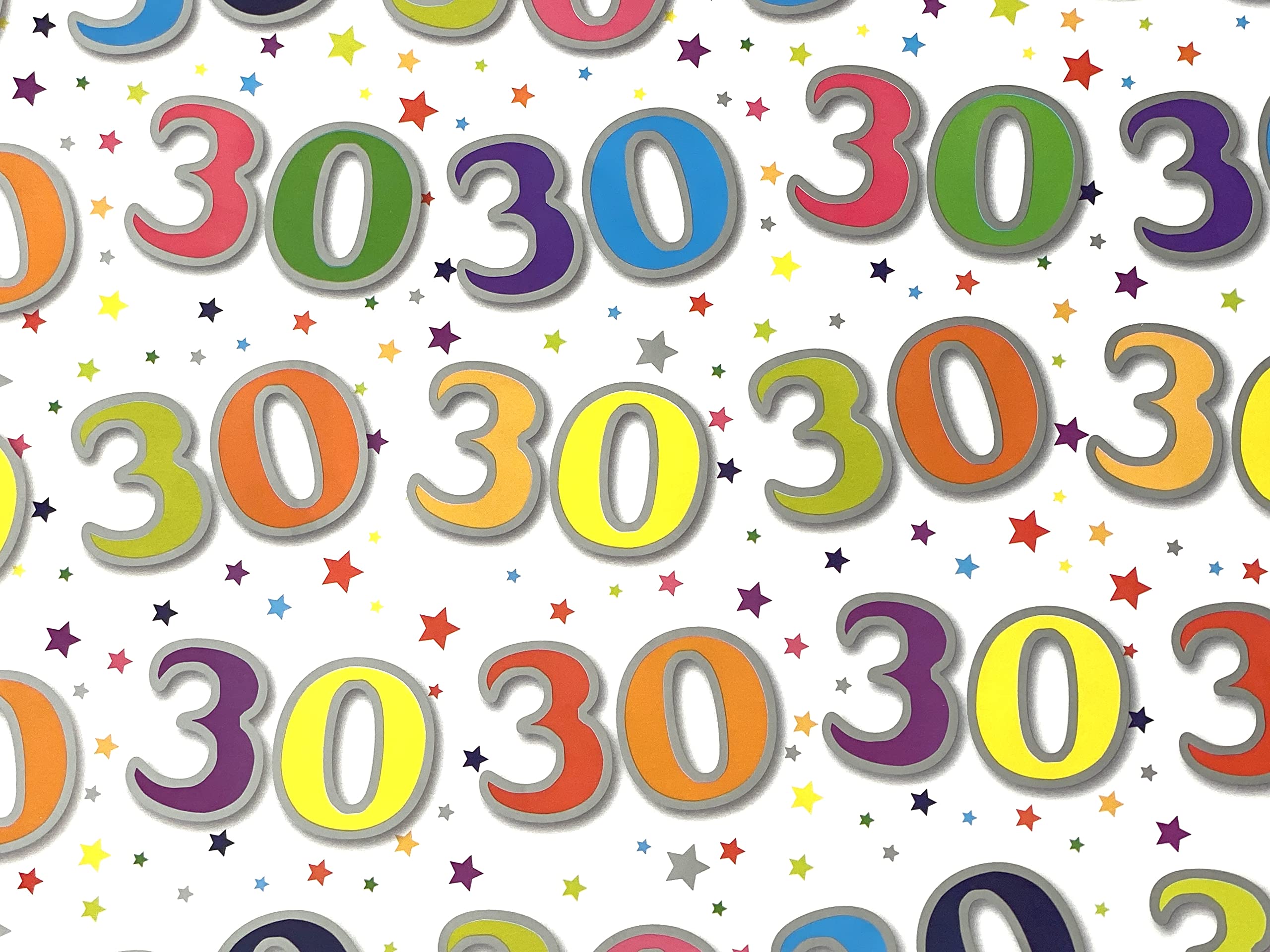 30th Birthday Gift Wrapping Paper Gift Wrap 2 Sheets & 1 Matching Tag for 30th Birthday Gifts for Men & Women. Made in UK