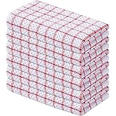 Homaxy 100% Cotton Kitchen Towels 6 Pack-15 X 25 Inches, Check Design Waffle Weave Hand Tea Towels, Super Soft and Absorbent Dish Towel for Drying Dishes, Red